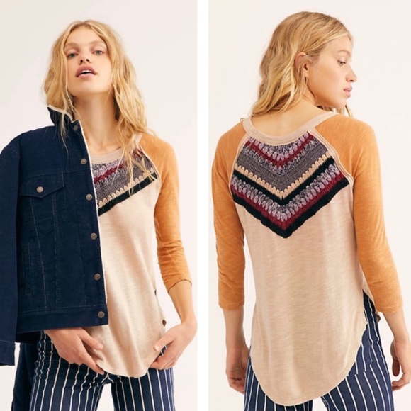 Free People Tops - Free People Spring bound crochet Henley top NWT